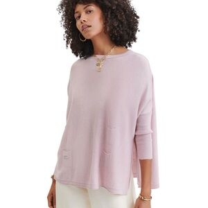 Mersea Catalina travel crewneck light Pink Sweater oversized pockets sz one size